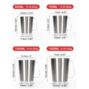 <span class=keywords><strong>Taza</strong></span> <span class=keywords><strong>Medidora</strong></span> de Acero Inoxidable de 500 ml, 700 ml, 1000 ml, 1500 ml, 2 L con Marcas y Asa - Product Image 2