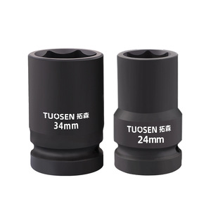 Tuosen Air Impact Wrench Socket 34mm 24mm High Carbon Steel Black Pneumatic Tool for <b>Car</b> Tire Repair - Product Image 1