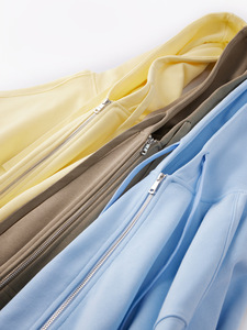 Personnalisé 380gsm Solide Couleur Lourde Terry Zip À <span class=keywords><strong>Capuche</strong></span> Cardigan Pull Hommes High Street Automne Noir <span class=keywords><strong>Bleu</strong></span> Abricot De Base À <span class=keywords><strong>Capuche</strong></span> - Product Image 3