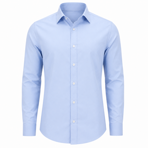 Chemise habillée respirante à manches longues pour homme, simple boutonnage, en coton, personnalisable avec logo, idéale pour le printemps, ODM pour la vente en gros - Product Image 1