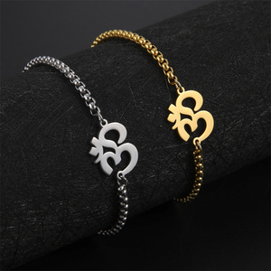 Bracciale con Charm <span class=keywords><strong>Aum</strong></span> Om Indiano per Donne e Uomini, Placcato in Oro 18k, Acciaio Inossidabile, Regolabile - Product Image 3