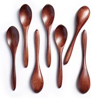 Petites cuillères en bois pour manger, ensemble de 7 pièces, cuillères à miel de 5,8 pouces