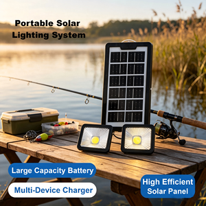 Kit <span class=keywords><strong>de</strong></span> Luz <span class=keywords><strong>Solar</strong></span> Portátil Compacto, Panel <span class=keywords><strong>de</strong></span> <span class=keywords><strong>Carga</strong></span> <span class=keywords><strong>Solar</strong></span> <span class=keywords><strong>de</strong></span> 6V 4W, Batería Integrada <span class=keywords><strong>de</strong></span> 3600mAh para Senderismo, Picnic y Jardín - Product Image 1