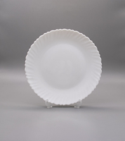 Service de table LHP95 en verre opale, assiettes et plats ronds blancs à motif floral, résistants à la chaleur, en verre trempé, design simple et plat