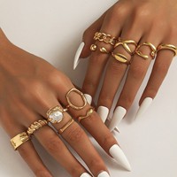 Lot de 48 Bagues Géométriques Vintage Irrégulières en Alliage de Zircon, Ensembles de Bagues Empilables Tendance pour Femmes