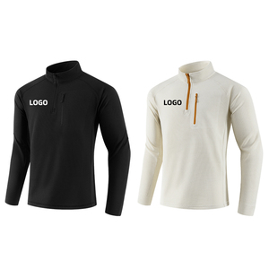 เสื้อยืดผู้ชายแบบมีซิปแห้งเร็วเสื้อโปโลผ้าเปล่าสีทึบคอเต่าสำหรับออกกำลังกาย1/4โลโก้แบบกำหนดเอง - Product Image 2