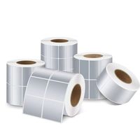 Étiquettes vierges en PET argent mat, autocollantes, imperméables, découpées à la forme, en rouleau, multi-tailles, pour codes-barres, étiquettes de prix, épicerie, vente au détail