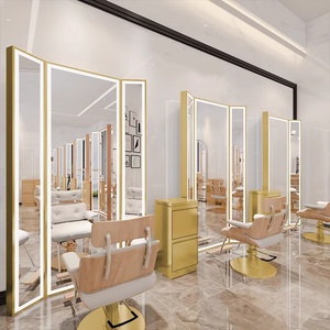 Miroir de salon professionnel moderne <span class=keywords><strong>à</strong></span> trois volets, mobilier de salon commercial, <span class=keywords><strong>table</strong></span> autoportante en verre - Product Image 1