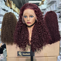 Perruque Goodluck 100% Cheveux Naturels Vietnamiens Double Drawn, Perruque Courte Bouclée Pixie Sans Colle avec Dentelle Frontale pour Femmes Noires