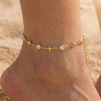 Cheville Bowei en alliage doré simple pour femme, motif étoile à quatre branches, style rétro, pour l'exportation