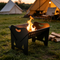 Barbecue carré multifonctionnel moderne - Acier inoxydable - Portable - Intérieur/extérieur - Brasero au charbon de bois - Bois de chauffage pour jardin extérieur