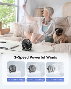 Quạt bàn USB 5 inch với khả năng xoay 360 độ °   Quạt để bàn di động xoay được Thích hợp cho văn phòng tại nhà với thiết kế nhỏ gọn - Product Image 5