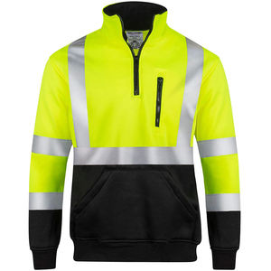 سترة عاكسة عالية الوضوح لعمال البناء، سترة دافئة من الفئة 3 بسحاب ربعي، بلوفر أمان من الصوف - Product Image 5