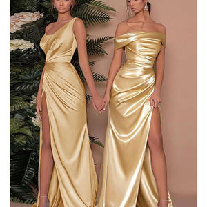 Vestido Largo <span class=keywords><strong>de</strong></span> Fiesta con Abertura, Un Hombro Descubierto, Estilo Sirena, para Damas <span class=keywords><strong>de</strong></span> Honor, Vestido <span class=keywords><strong>de</strong></span> Noche Formal para Mujer - Product Image 5