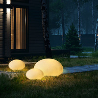 Lampe de jardin extérieure étanche IP65 en plastique, lumière lunaire, éclairage d'ambiance pour jardin et cour, style galet créatif pour le sol