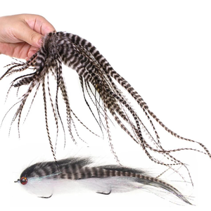 Plumes de coq grizzly rayées naturelles, matériau de montage de mouches pour la pêche à la mouche sèche, nymphes et streamers - Product Image 4