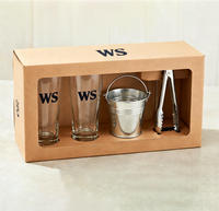 Vente en gros de mugs à bière classiques en verre givré de 700 ml avec pinces et seau, grand ensemble de verres à bière personnalisés avec logo