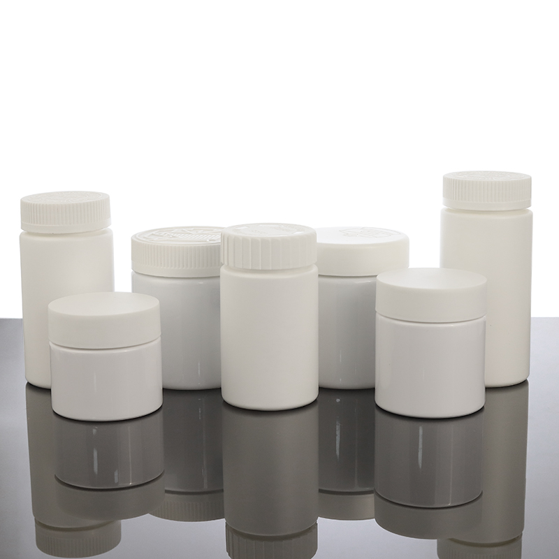 Recyclable White Round Plastic Bottles Pill Capsule Container Medicine Health Pharmaceutical Bottle