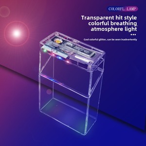 Vỏ trong suốt có thể sạc lại nhẹ hơn rõ ràng ánh sáng lên lật Bìa chịu áp lực Tích hợp 20-Piece thuốc Lá Trường hợp nhựa - Product Image 2