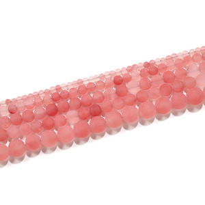 Frosted Watermelon Pink <b>Stone</b> <b>Beads</b> Round Loose <b>Beads</b> For Jewelry Making - Product Image 2