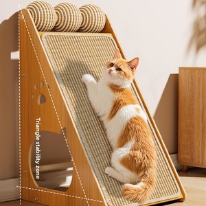 Triangular Wooden Scratcher Bed Claw-Sharpening Toy Vertical Climbing <b>Frame</b> Scratch Post - Product Image 3