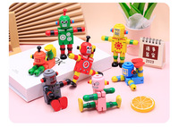 Figurine de robot en bois style dessin animé, modèle de robot artisanal en bois écologique, objet de collection, vente en gros, souvenir tendance