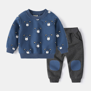 2023 printemps à la mode garçons ensemble de sport <span class=keywords><strong>dessin</strong></span> <span class=keywords><strong>animé</strong></span> imprimé col rond sweat et pantalons de survêtement 100% coton vêtements pour enfants - Product Image 2