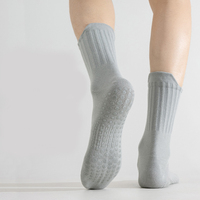 Chaussettes de trampoline sans coutures pour hommes, avec logo personnalisé, antidérapantes, haute compression, pour Pilates, Grip Barrel et Yoga