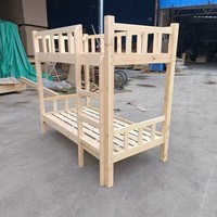 Lit superposé moderne minimaliste en bois massif, lit parent-enfant en pin à deux niveaux, tout en bois massif, chambre adulte