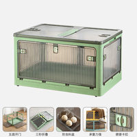 Grande Boîte de Rangement Pliable en Plastique avec Couvercle et Roues, Organisateur de Capacité pour Vêtements, Couettes et Articles Divers