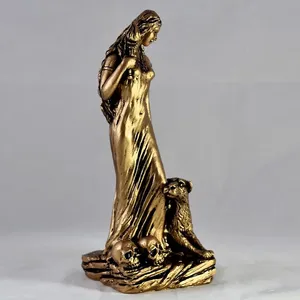 Figura Decorativa de Mitología Griega Antigua, Estatua de la Diosa Hécate Dorada, Escultura de Bruja Mágica, Decoración para Mesa del Hogar - Product Image 2