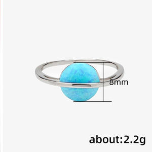 Anello F1450 con Opale Rotondo, Pietra Naturale con Incastonatura a Castone, Regalo Unisex, Anelli alla Moda - Product Image 5