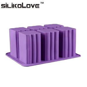 Moule à savon rectangulaire à 6 cavités en silicone antiadhésif LFGB Platinum sans BPA, fabriqué à la main par MUYULINS Factory - Product Image 4