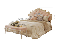 Ensemble de lit double en bois sculpté avec des papillons roses et des fleurs, style princesse, chambre de fille, design précieux, style italien, Milan