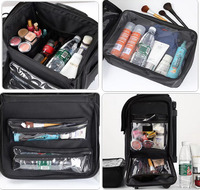 Sac de maquillage portable Baijin en tissu Oxford avec fermeture éclair, trousse de beauté professionnelle, grande capacité, valise à roulettes pour maquillage