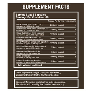 Capsules de nettoyage intestinal liposomales à base de plantes en gros avec noix noires et armoise, 120 pilules, marque privée OEM/ODM - Product Image 6