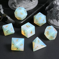 Promosi Set dadu kristal D & D dadu batu permata Opal putih untuk dugeon dan naga untuk pesta kustom dadu hadiah Natal