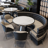 Ensemble de table et de chaises de salle à manger de luxe avec banquettes circulaires pour restaurant, chaise en cuir nordique confortable