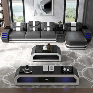Set di Divani in Stile Tech Gaming, Arredamento per Soggiorno con Effetto Luminoso LED Colorato, Ampio <span class=keywords><strong>Spazio</strong></span>, Divano Intelligente - Product Image 1