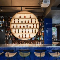 Élégant Range-Bouteilles Rond de Luxe en Acier Inoxydable Nouveau Design Comptoir de Bar Tout-en-un pour Mobilier de Maison ou Utilisation en Club