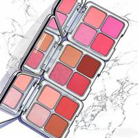 Paleta de Rubor, Contorno e Iluminador Vegana de Lujo Personalizada al por Mayor, de Alta Gama, con Cuatro Colores Cambiantes, Certificada HALAL, Natural