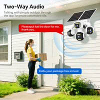 Cámara de Seguridad Solar PTZ AOV de 16MP y 4G, 4 Lentes, 4 Pantallas, Paneles Dobles, Aplicación HiEasy, Control Remoto Inalámbrico, Visión Nocturna a Todo Color para Exteriores