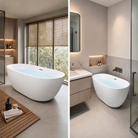 Baignoire rectangulaire moderne autoportante en acrylique Whirlpool avec jets de massage pour salle de bain américaine