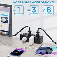 Vente chaude 8-US Power Strip avec 3 USB 1 Type C 18W Socket Clamp pour bureau ou salle de conférence
