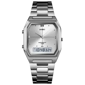 Baru SKMEI 1612 Dual Time Stainless Steel Jam Tangan Analog Digital Jam Tangan untuk Pria Wanita