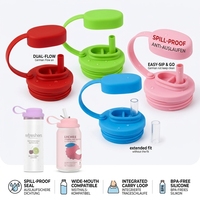Couvre-boîte à boisson réutilisable en silicone, résistant aux fuites, avec trou pour paille, pour canettes de boissons gazeuses