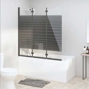 Oumeiga 130X130 cm écran de <span class=keywords><strong>douche</strong></span> de bain porte pliante à 3 volets avec bande de confidentialité charnière en verre de 5mm d'épaisseur cadre de <span class=keywords><strong>style</strong></span> ouvert salle de bain - Product Image 1