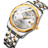 Vente directe d'usine de bijoux, montre mécanique automatique pour homme, boîtier en acier inoxydable bicolore, index en diamant, montre-bracelet OEM ODM