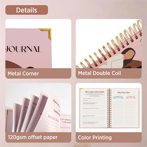 <span class=keywords><strong>Journal</strong></span> de <span class=keywords><strong>grossesse</strong></span> <span class=keywords><strong>et</strong></span> de <span class=keywords><strong>naissance</strong></span> personnalisé avec couverture en papier illustré rose, spirale double, dorure à chaud <span class=keywords><strong>et</strong></span> coins renforcés - Product Image 2