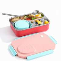 Kinder-Bento-Lunchbox aus Edelstahl 304 mit Fächern, Auslaufsicher für Schule, Studenten, Outdoor-Camping, Lebensmittelbehälter